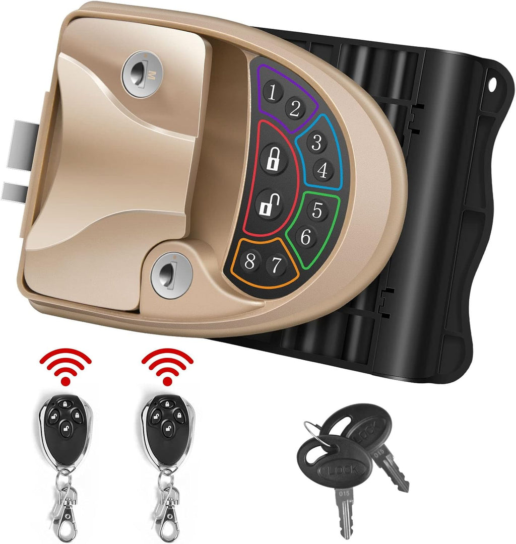 Waterproof Keyless RV Door Lock with Backlit Keypad and 2 Fobs and Key for 2.75 x 3.75 Lock Hole T756