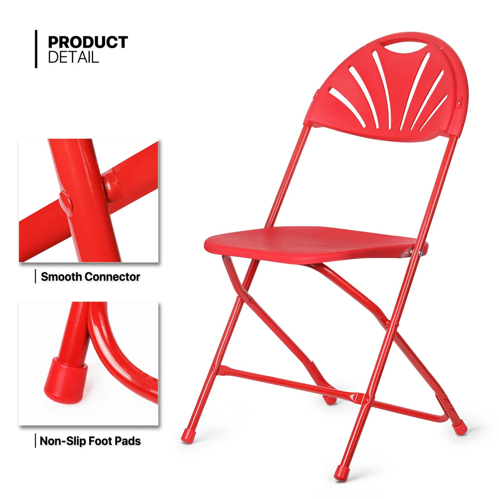 11-Piece Folding Dining Table with 10 Red Chairs Set Y42042