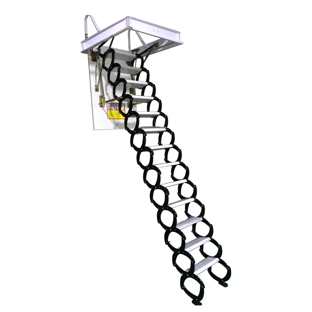Black and White 13 Steps Al-Mg Alloy Telescopic Folding Ladder E6300