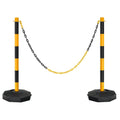 2 Pack Plastic Delineator Post Cone with Fillable Base, Black & Yellow O81939