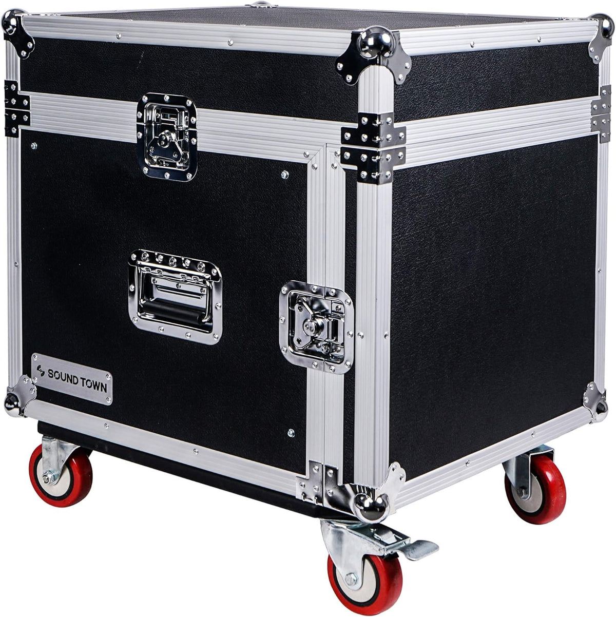 8U PA DJ Pro Audio Rack Road Case with 13U Slant Mixer Top and Casters N839