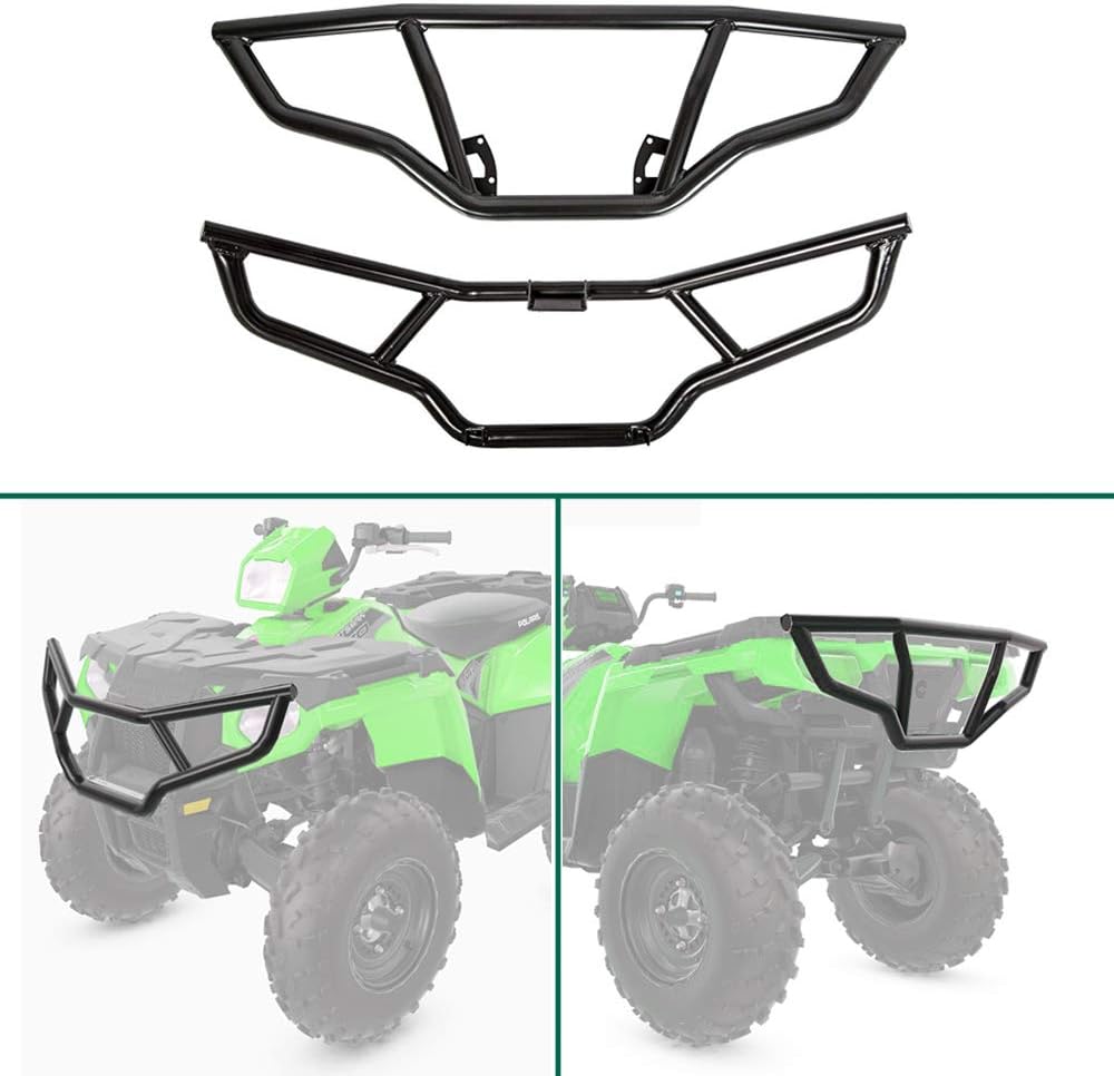Front and Rear Brush Guard Bumper Set Black 2pcs O65390