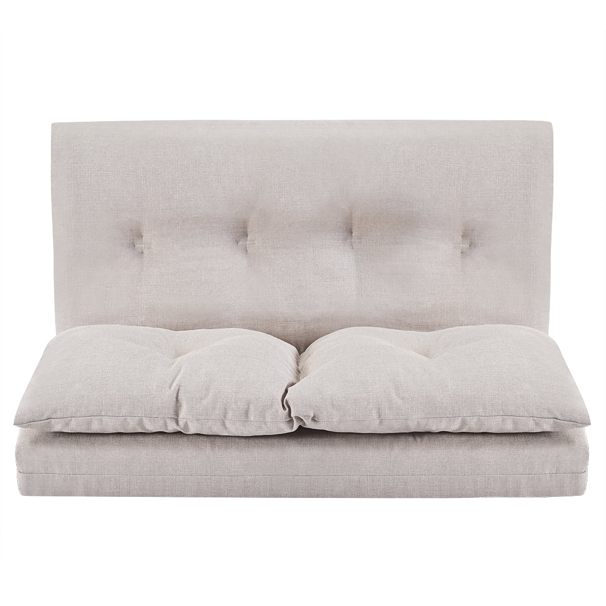 Foldable Double Chaise Lounge Floor Sofa Chair with Two Pillows F34293
