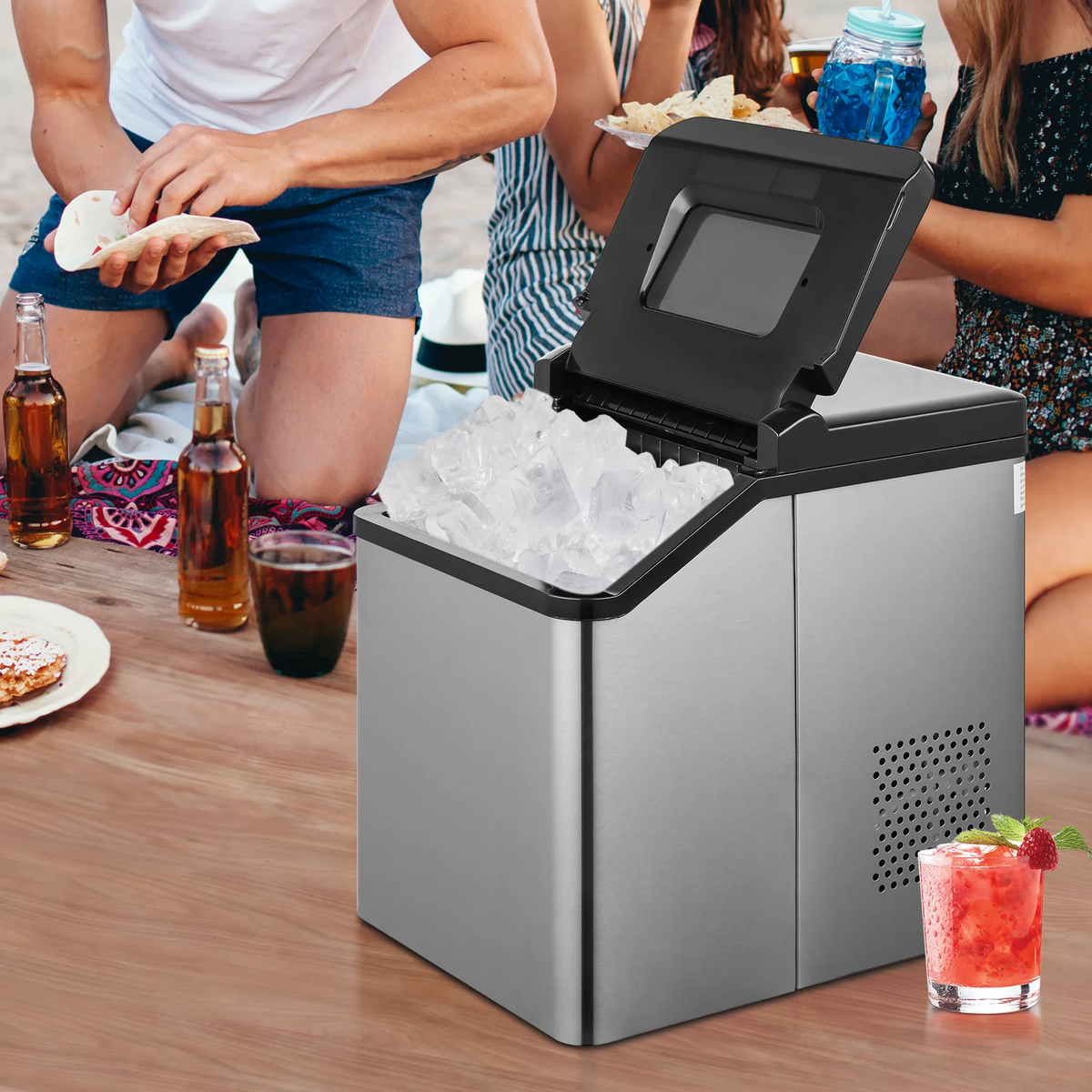 Countertop Ice Maker Machine with Basket and Scoop, Black E7350