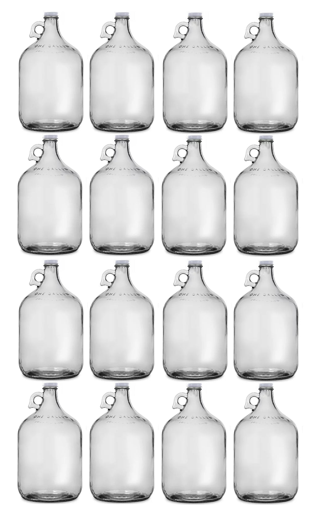 One Gallon Glass Jug with White Metal Screw Cap Set of 16 T742815