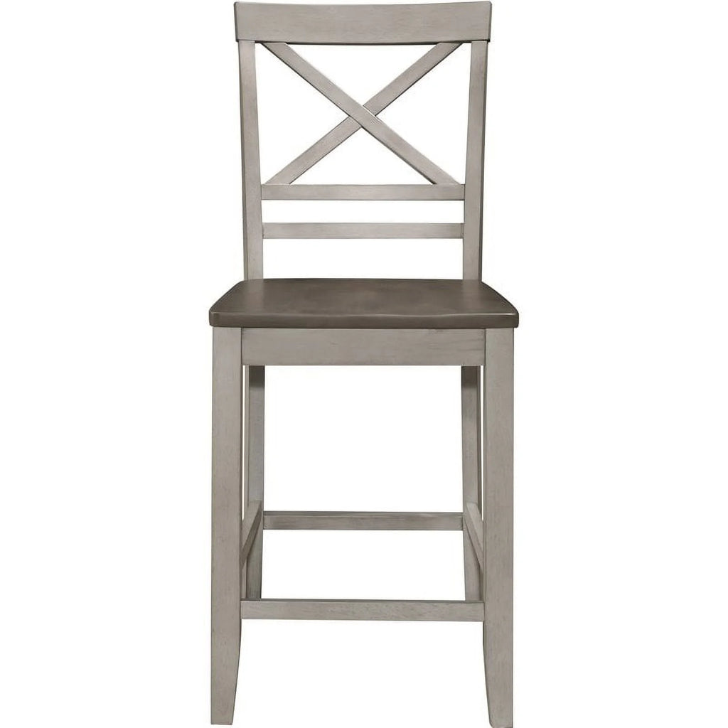 Brown and Light Gray Counter Height Chair Set of 2 V4456