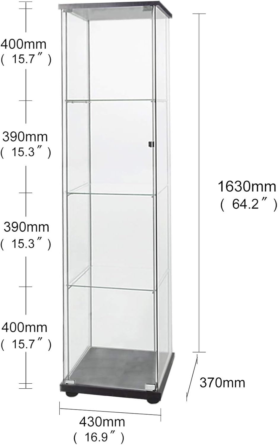Glass-Door 4-Shelf Curio Cabinet M8265