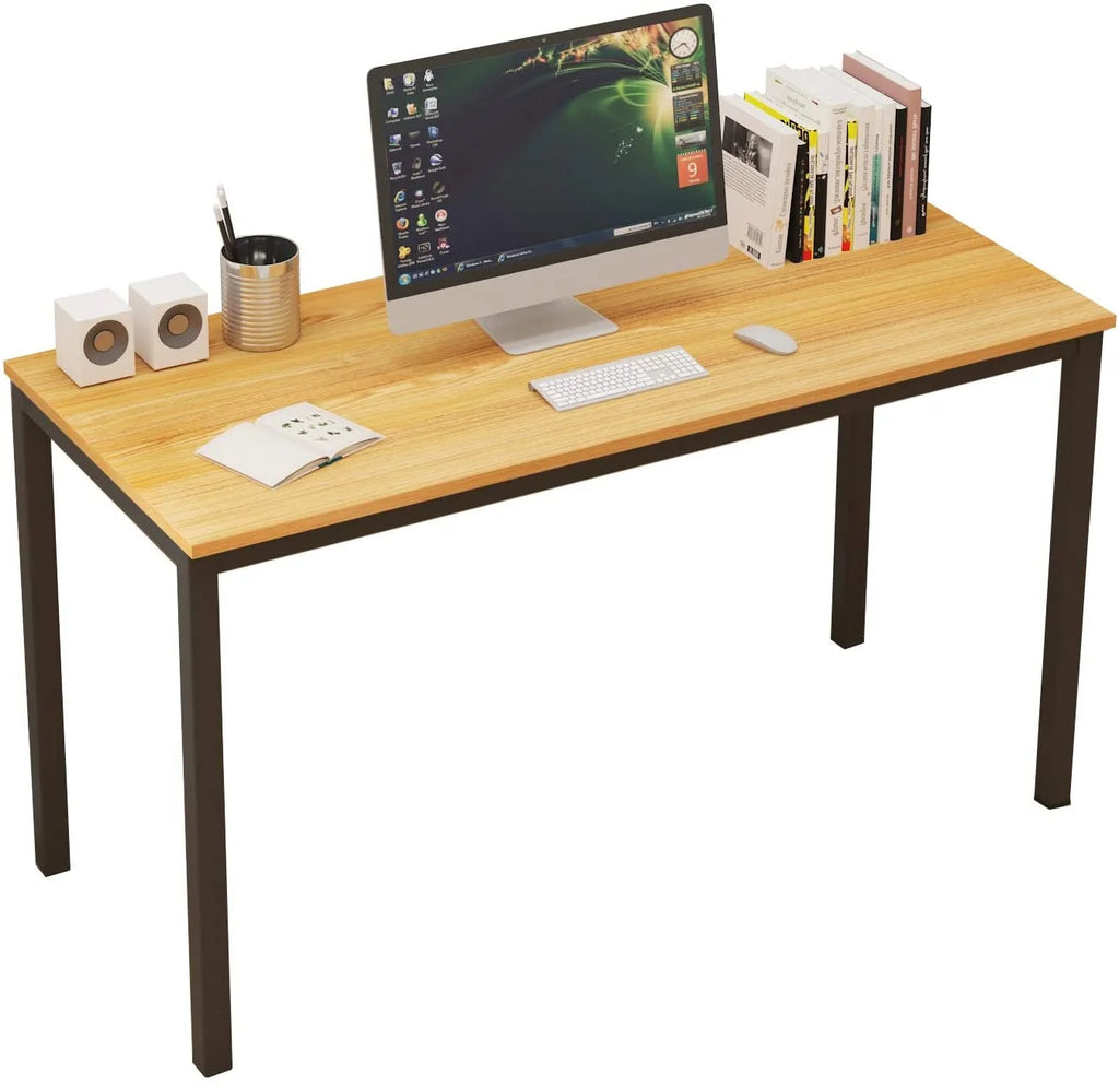 55 inch Teak Black Wood Office Desk with Metal Frame Z5891