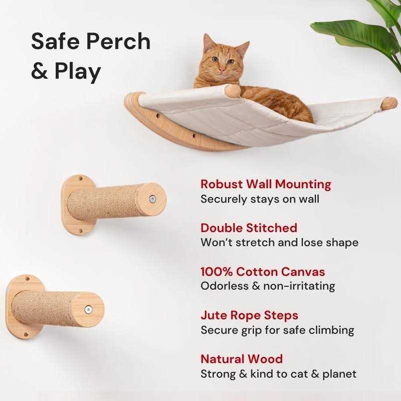 Cat Hammock Wall Mounted Cat Shelf with Two Steps R5635