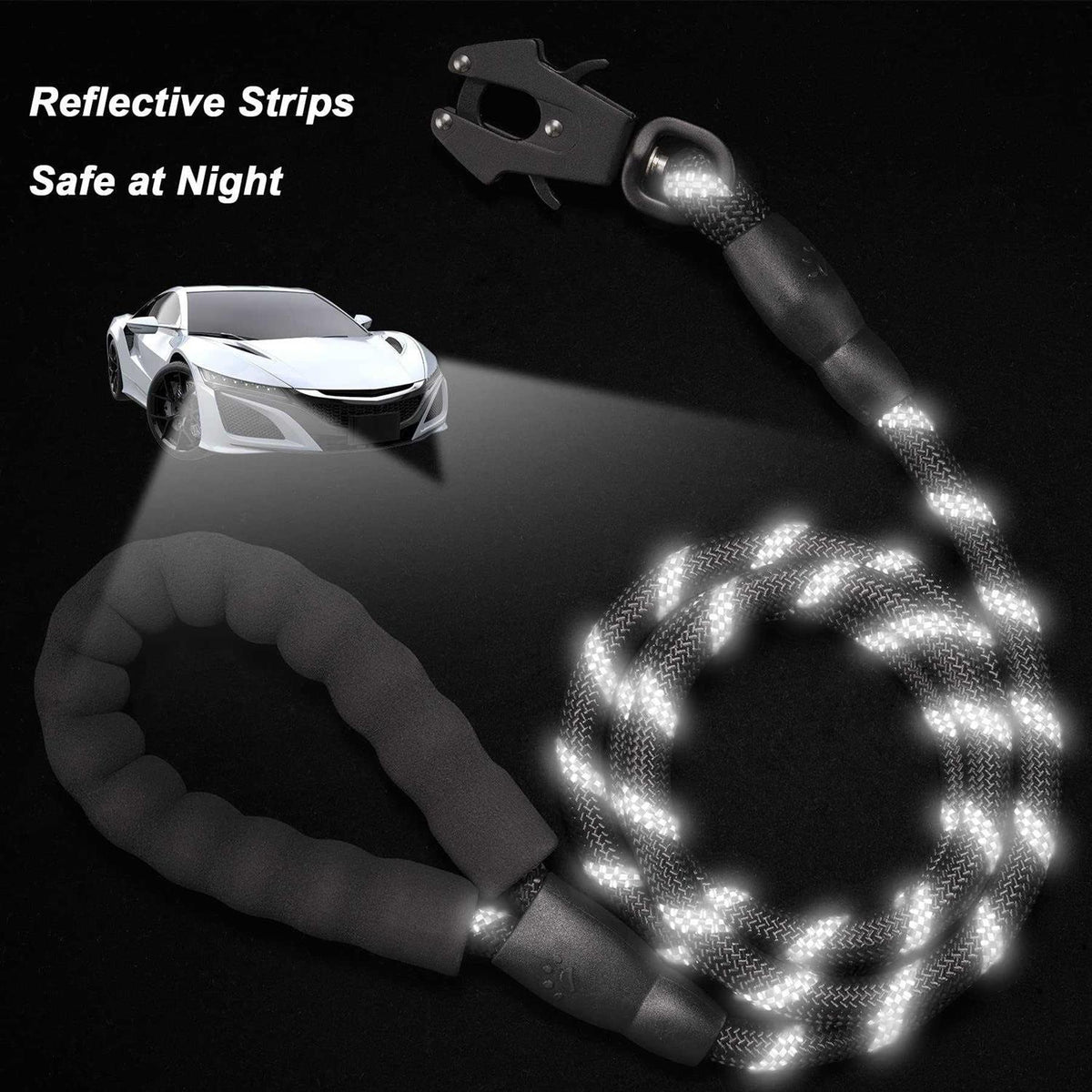 Heavy Duty Reflective Nylon Dog Leash with Locking Clip I9803