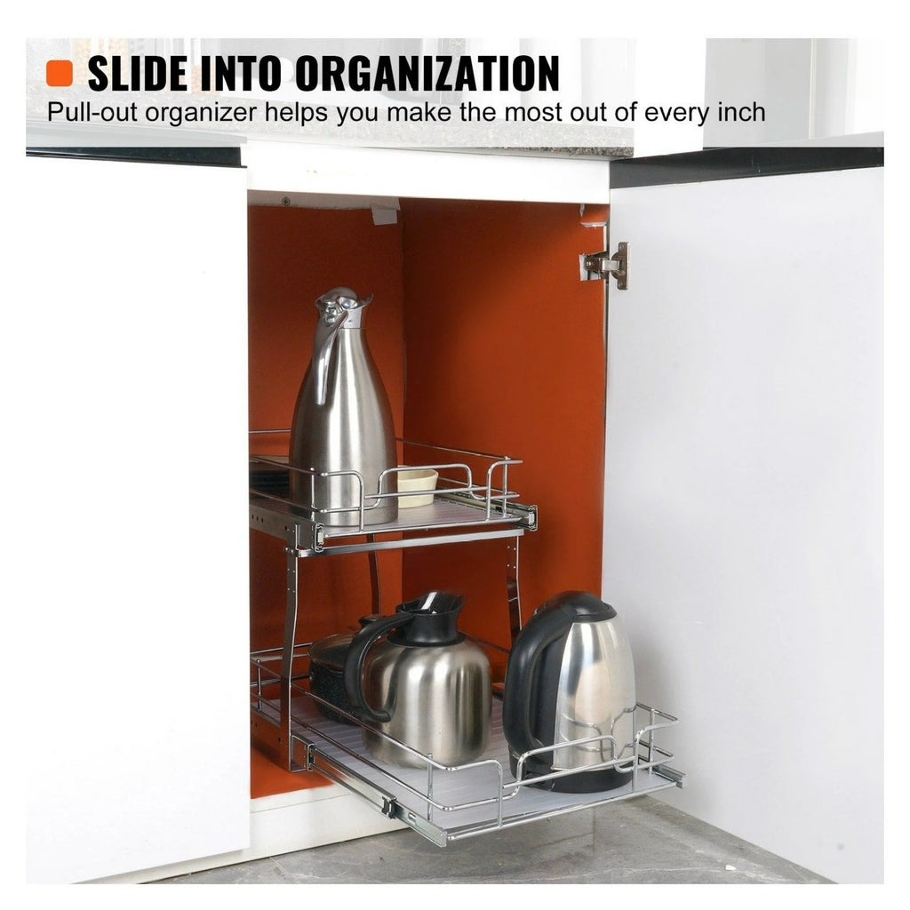 Heavy Duty Chrome Slide Out Cabinet Organizer 14W x 21D T175920