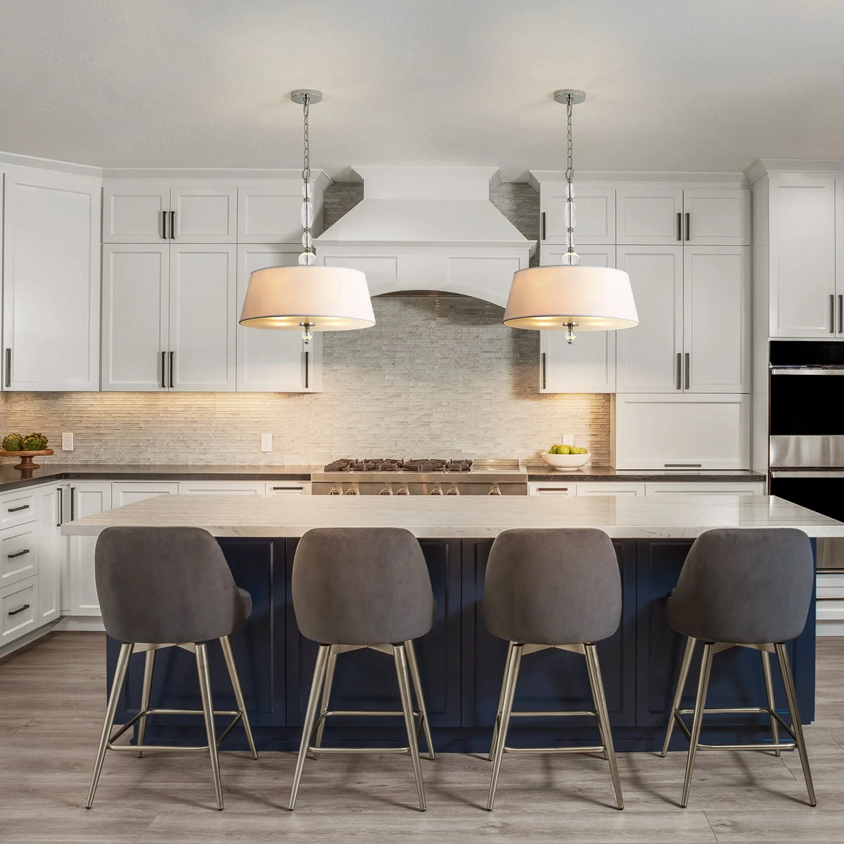 4-Light Dimmable Fabric Chandelier F74833