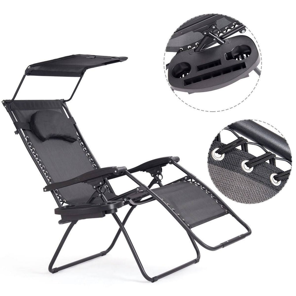 Folding Recliner Lounge Chair with Cup Holder D613