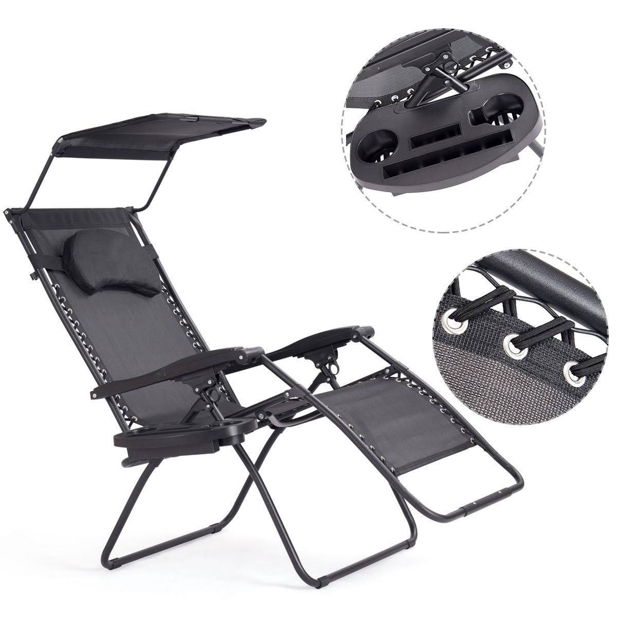 Folding Recliner Lounge Chair with Cup Holder D613
