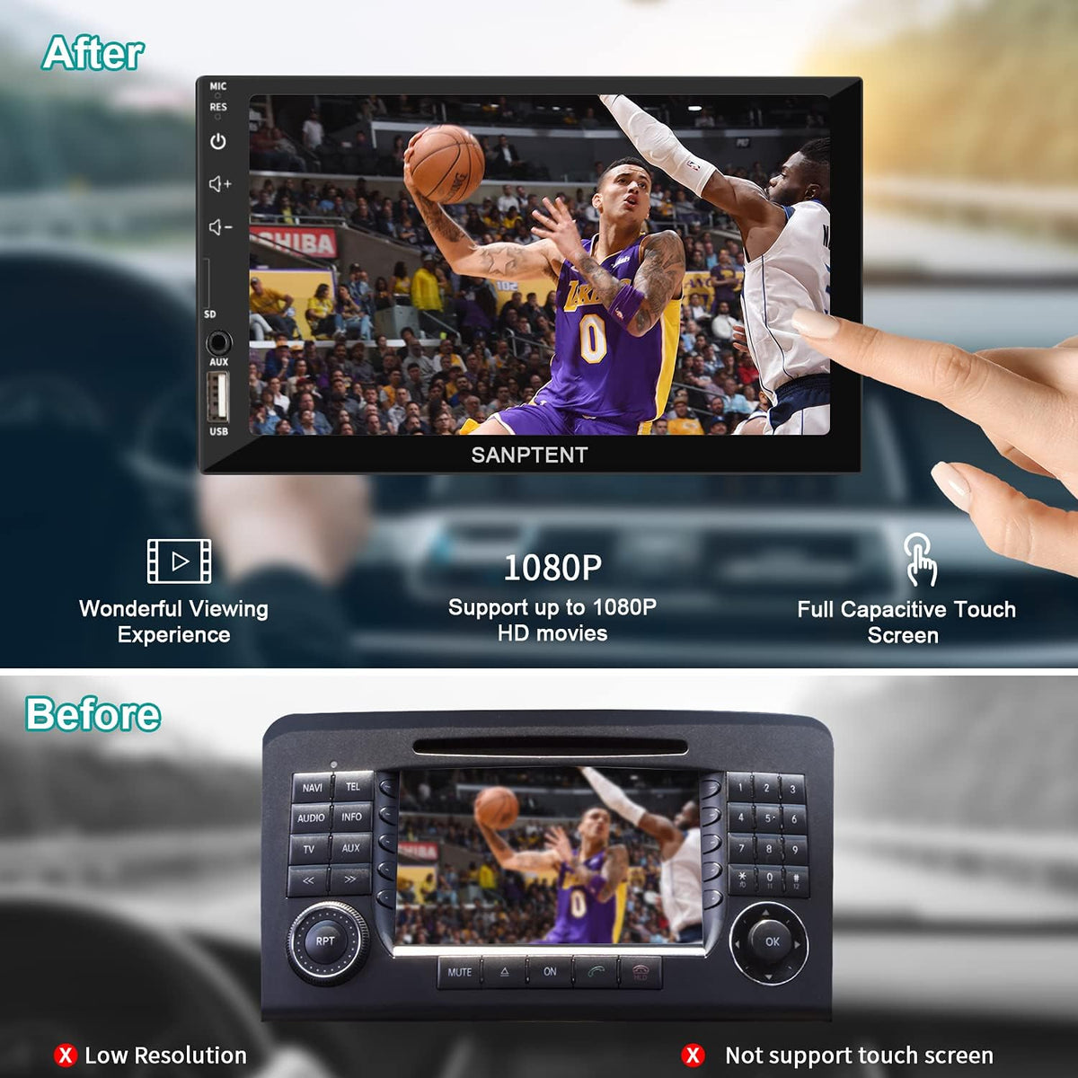 Double Din 7 Inch Touchscreen Car Stereo with Backup Camera W605