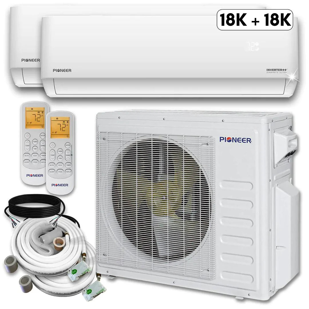 36,000 BTU 2 Zone Ductless Air Conditioner and Heat Pump with 25 ft. Kits Y401