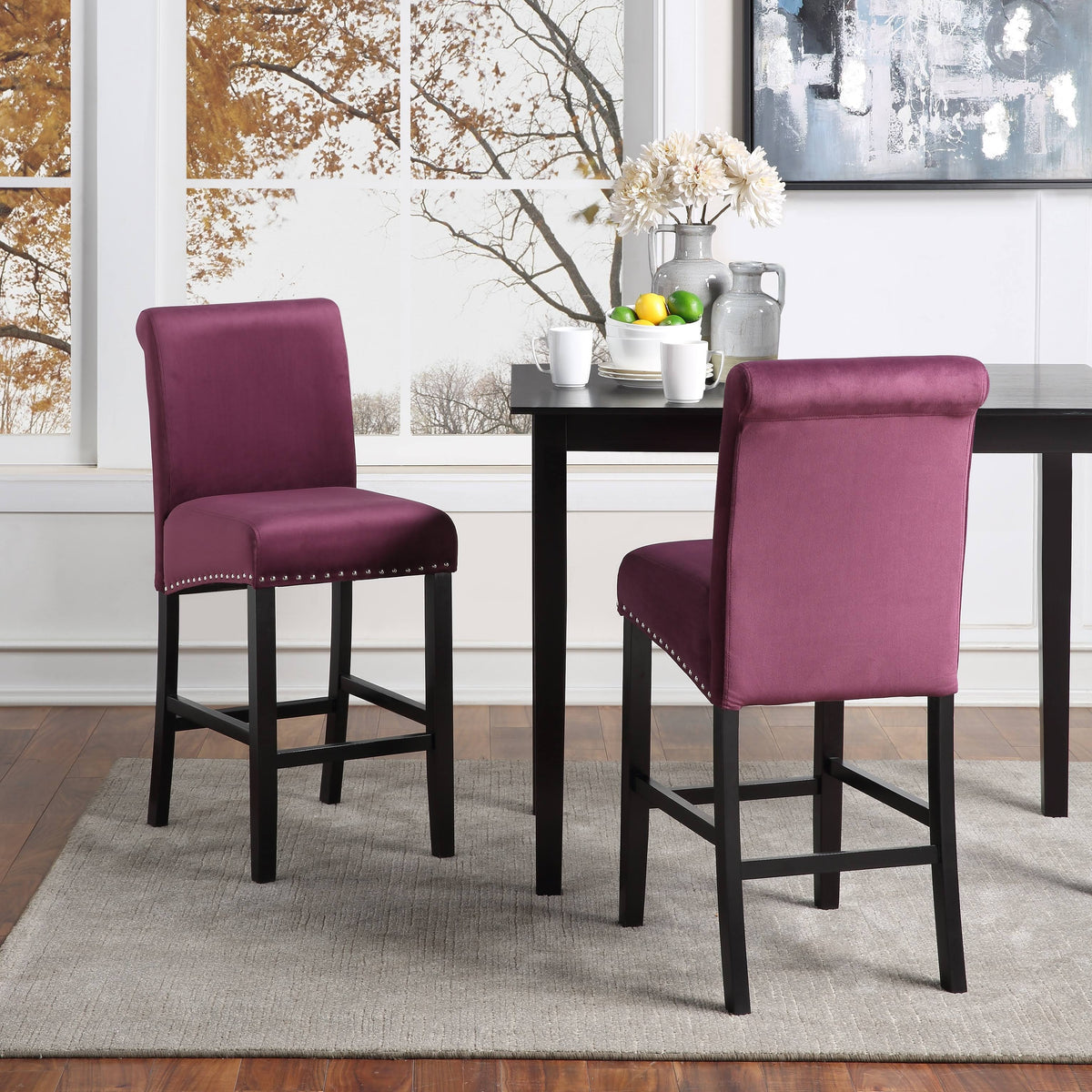 Velvet Counter Chair (Set of 2) C67999