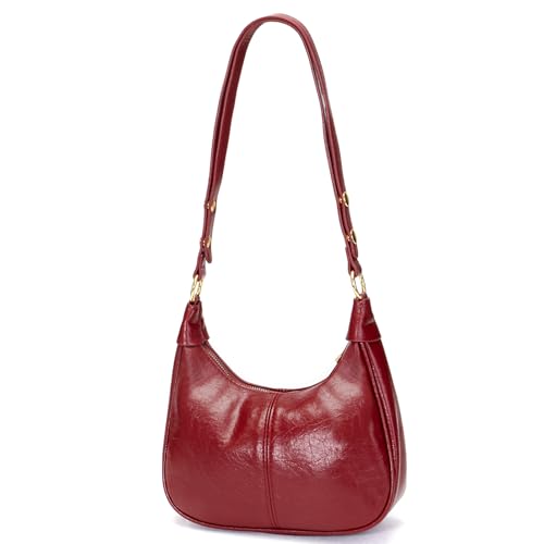 Small Hobo Bags Crescent Shaped Tote Handbag with Zipper Closure L363