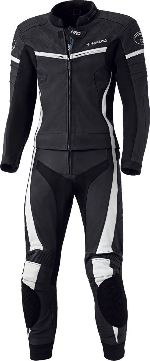 Two Piece Motorcycle Leather Suit, black-white, Size 56 M9752