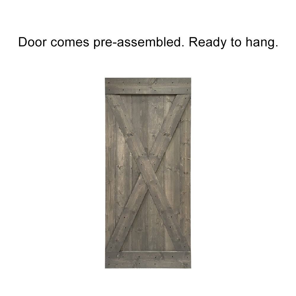 Cherry Red Stained Wood Interior Sliding Barn Door with Hardware Kit V835