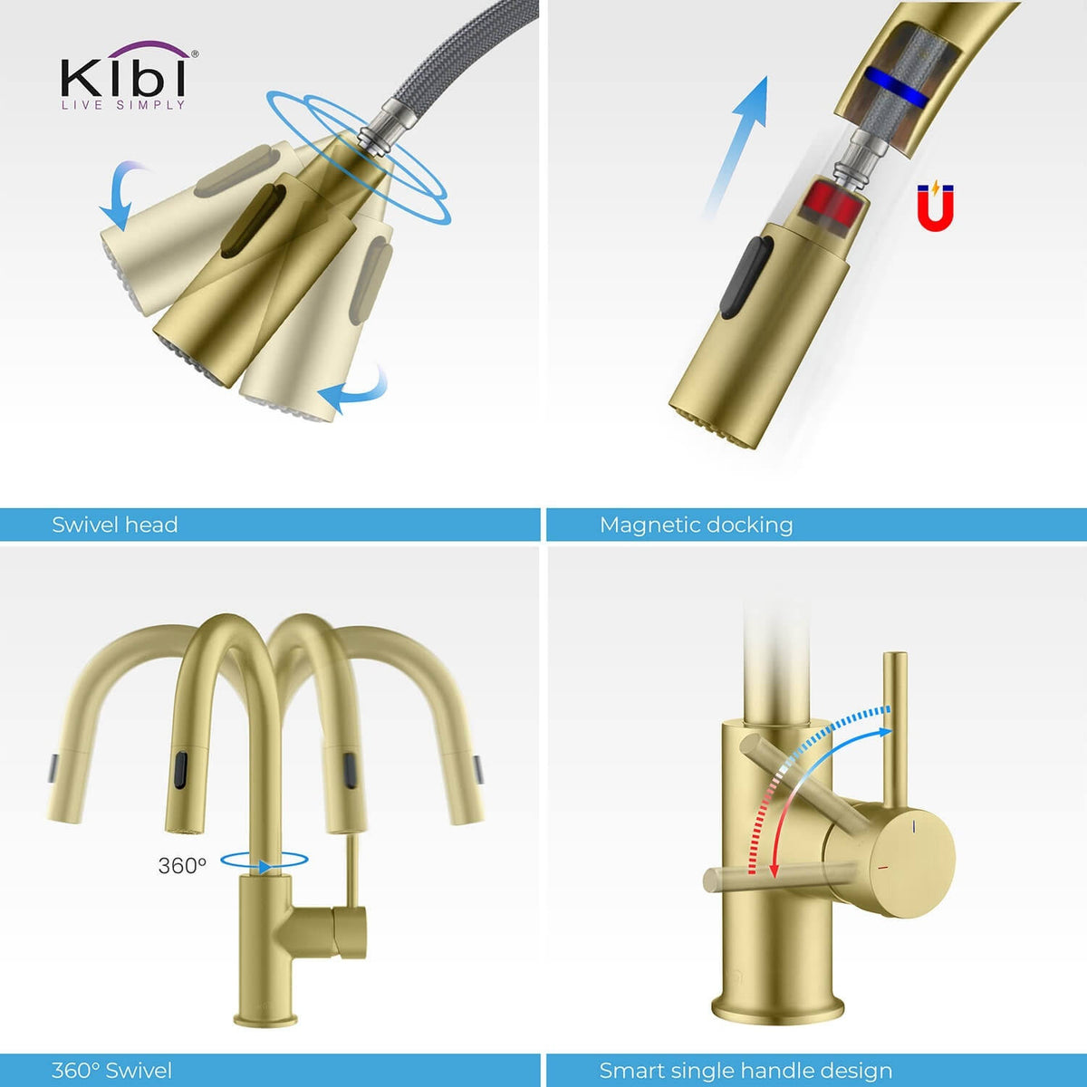 Nickel Pull-Down Kitchen Faucet with Sprayer and Magnetic Docking H279478