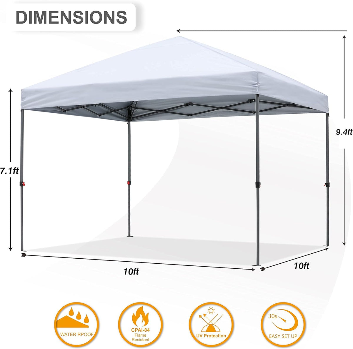 10x10FT Pop Up Canopy Tent with Carrying Bag V750
