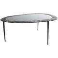 30" x 18" Black Aluminum Oval Coffee Table with Glass Top I3694