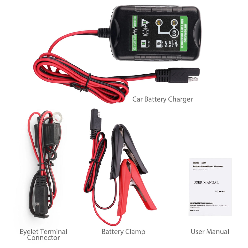 6V 12V 1.5A Automatic Battery Trickle Charger D54341
