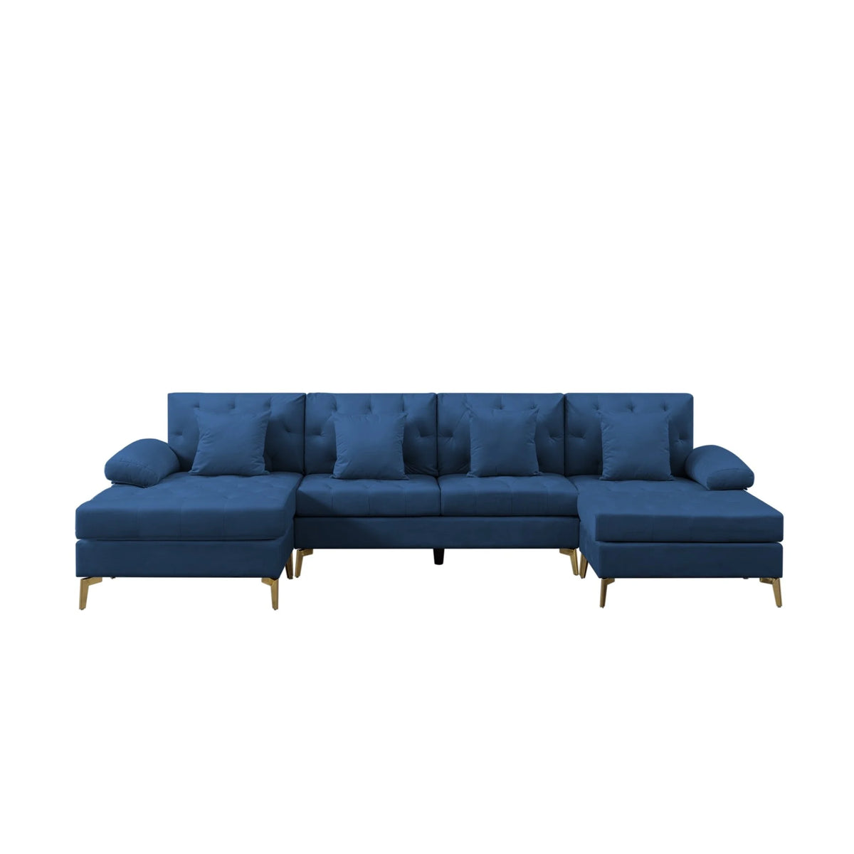 Navy Blue U-Shaped Sectional Sofa with Ottoman T30811