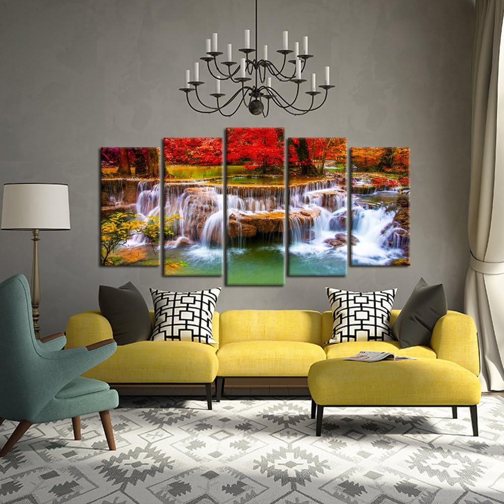 Green Dreamlike Waterfall Canvas Print Wall Art X63398