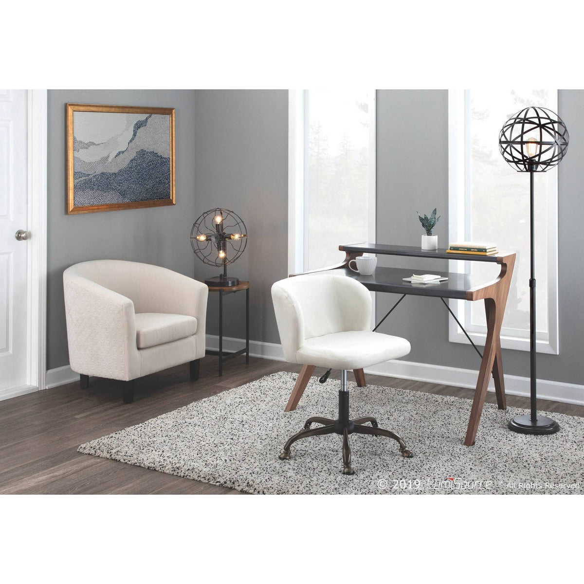 Cream Velvet Task Chair Z86042