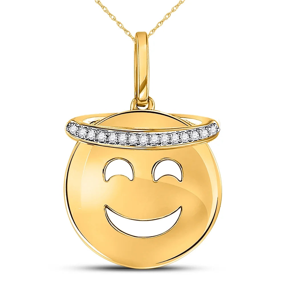 10kt Yellow Gold Round Diamond Smiley Face Pendant B556603
