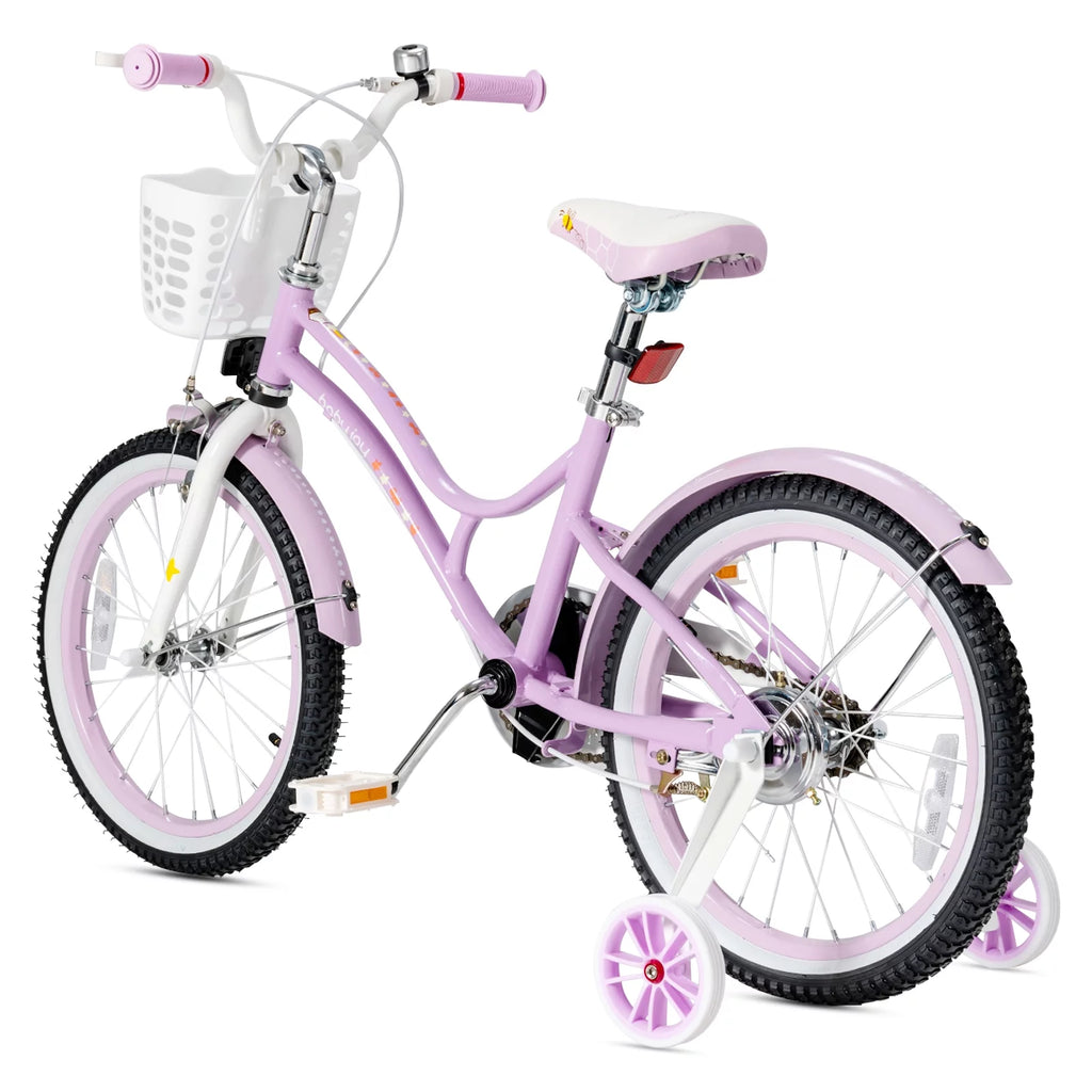 Kids Bike with Removable Training Wheels & Adjustable Seat Purple I63453
