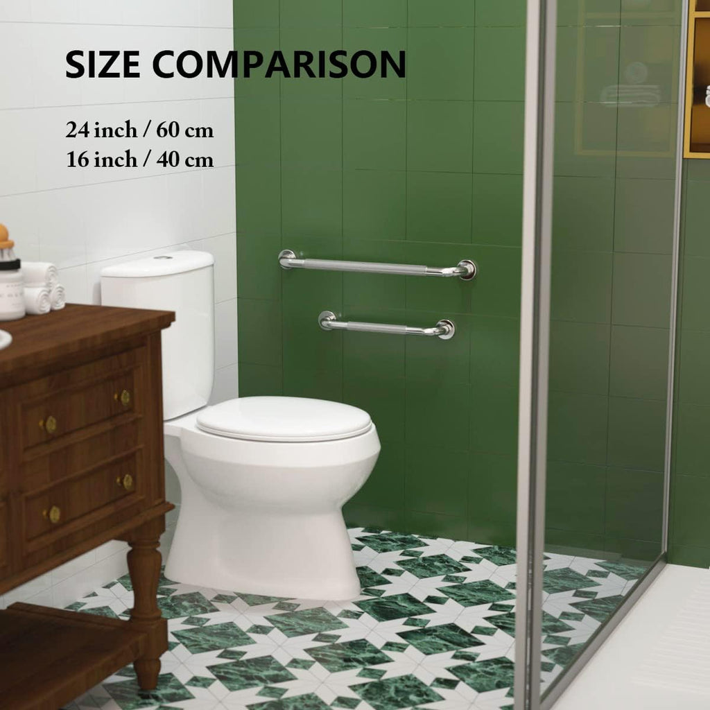 2 Pack 24 Inch Anti Slip Stainless Steel Bathroom Grab Bar with Knurled Handle E522