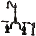 Oil Rubbed Bronze Bridge Kitchen Faucet with Brass Sprayer Y1034