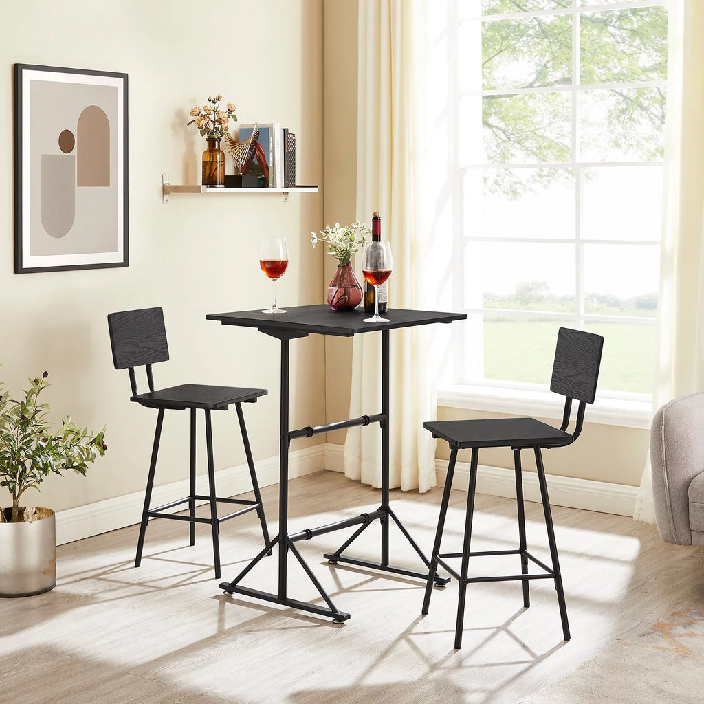 3-Piece Square Dining Table Set with 2 Stools R7546