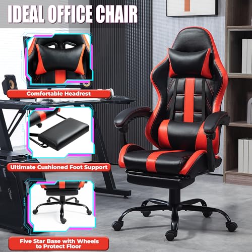 Black Ergonomic High Back Massage Gaming Chair with Footrest N706309