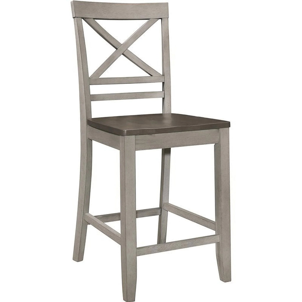 Brown and Light Gray Counter Height Chair Set of 2 V4456