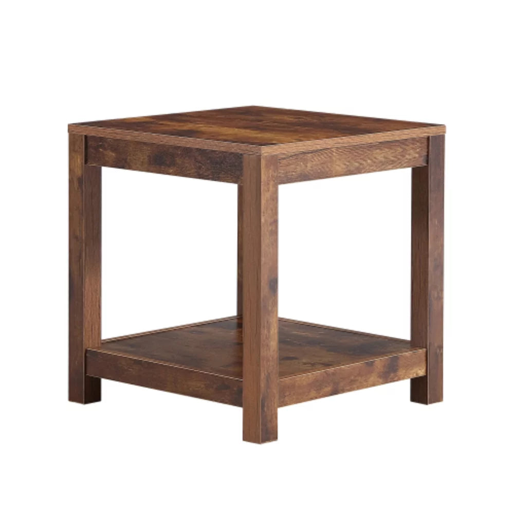 Rustic Brown 2-Tier Side Table C557
