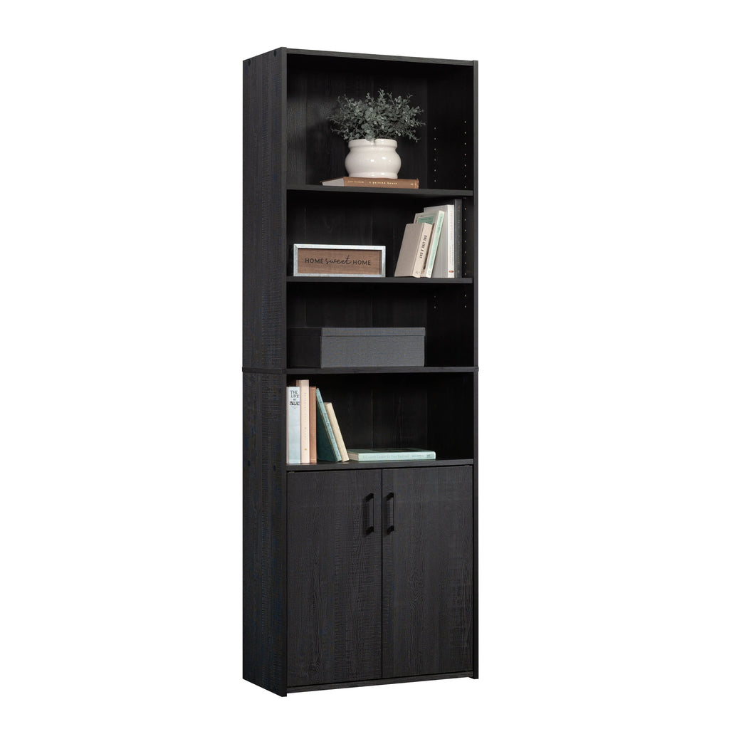 5 Shelf Bookcase with Doors, Black O203