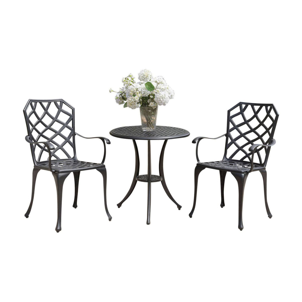 Black Table Set of 1 Table and 2 Chairs with Cabriole Legs E7203