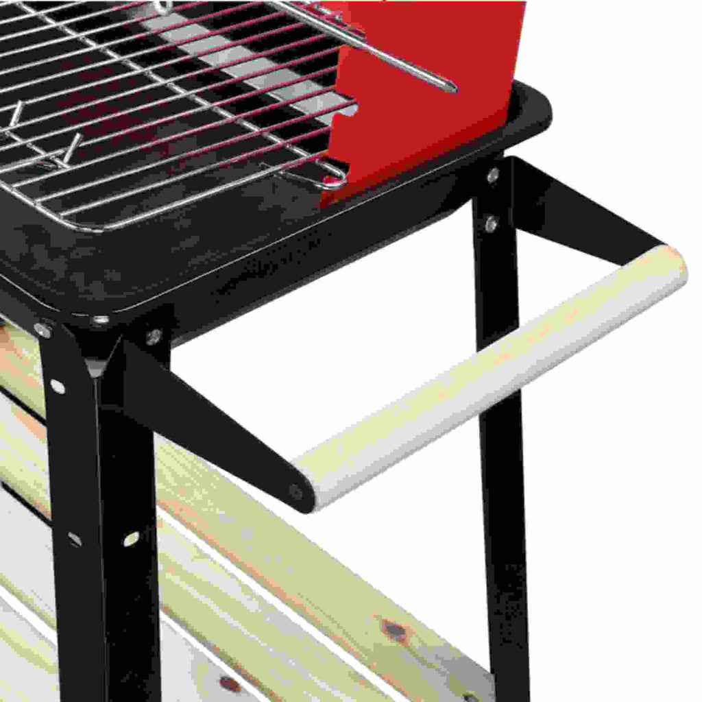 Black Red Enamel Charcoal Oven U839