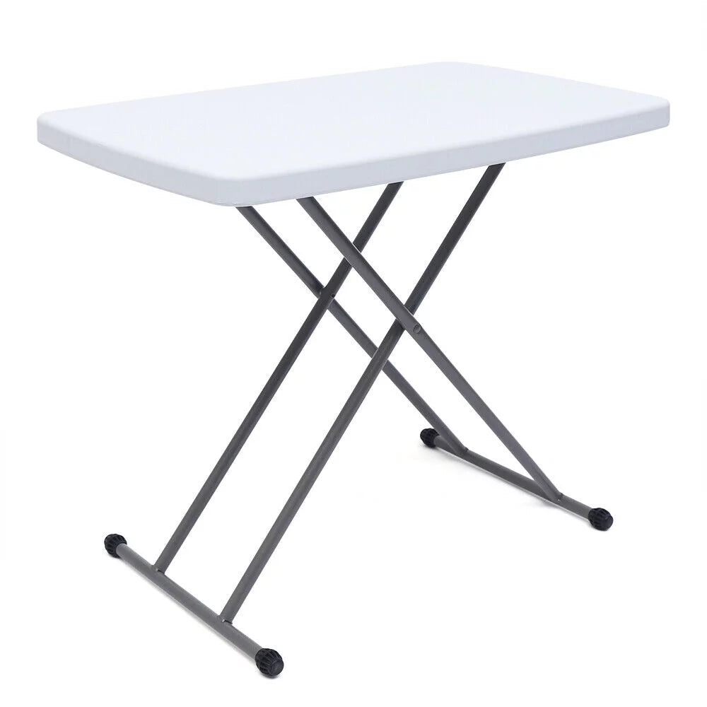 30x20" White Plastic Height Adjustable Folding Table V270