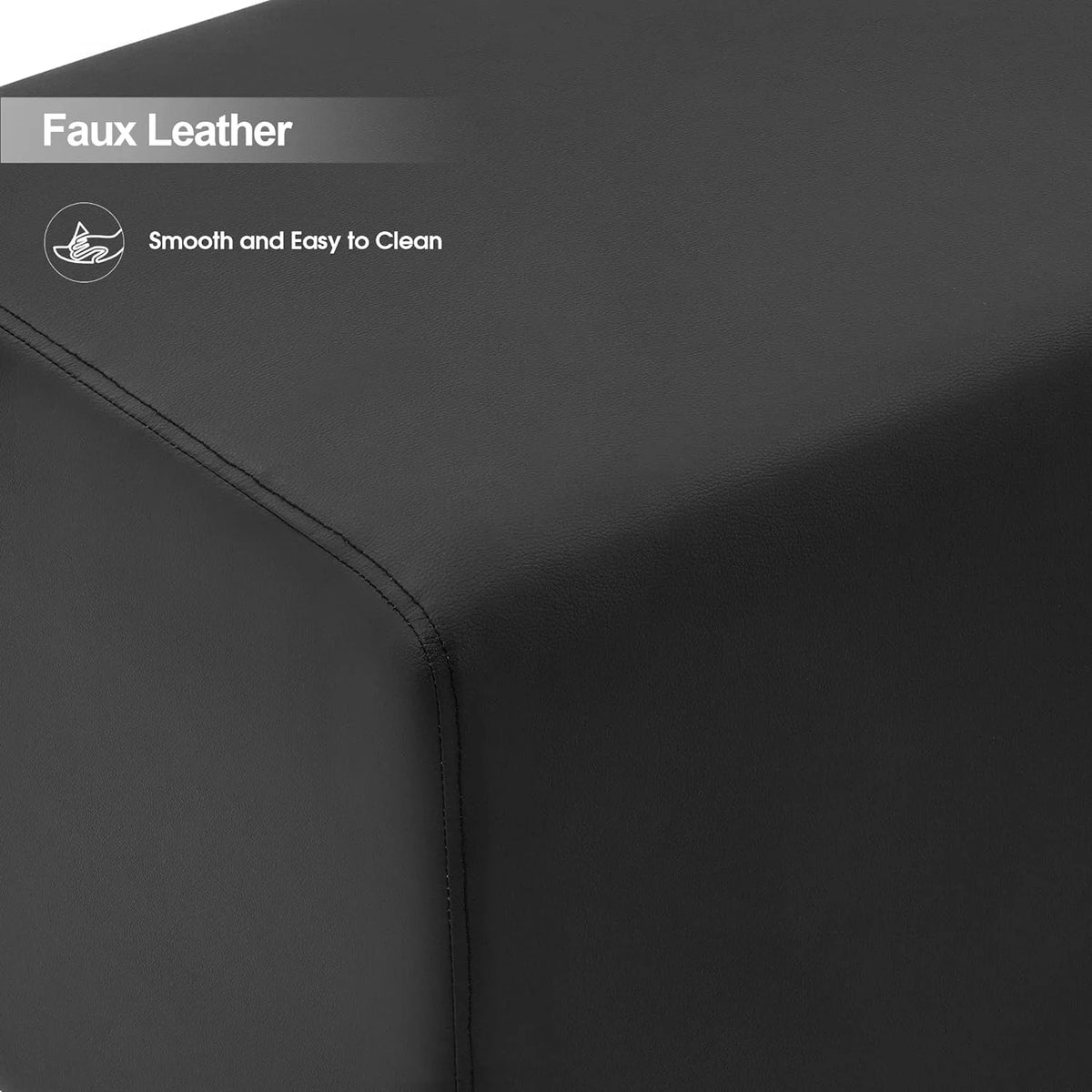 Black Faux Leather Waiting Room Bench S594091