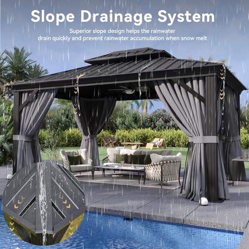 10x12 Aluminum Gazebo with Steel Roof and Netting V851898