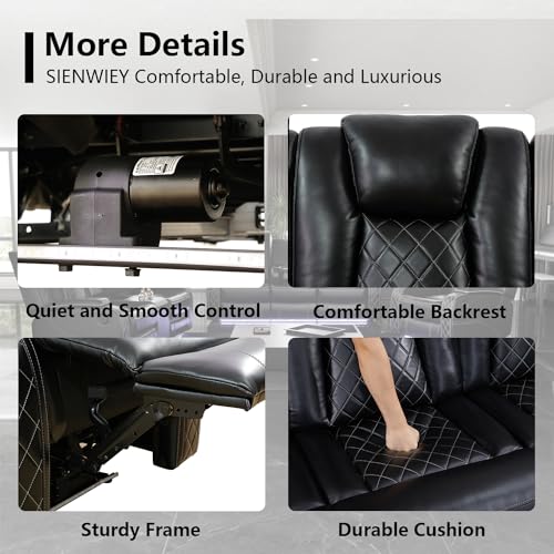 Black Leather Recliner Sofa Set with LED Light V801259