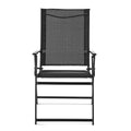 Black Steel and Sling Folding Outdoor Patio Armchair Set of 2 G10723