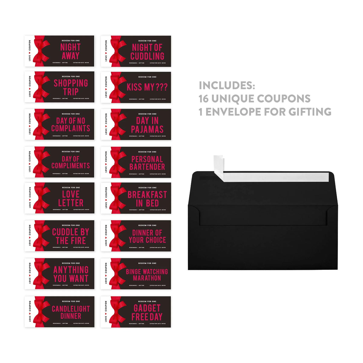 16-Pk Red Bow Coupons W1959