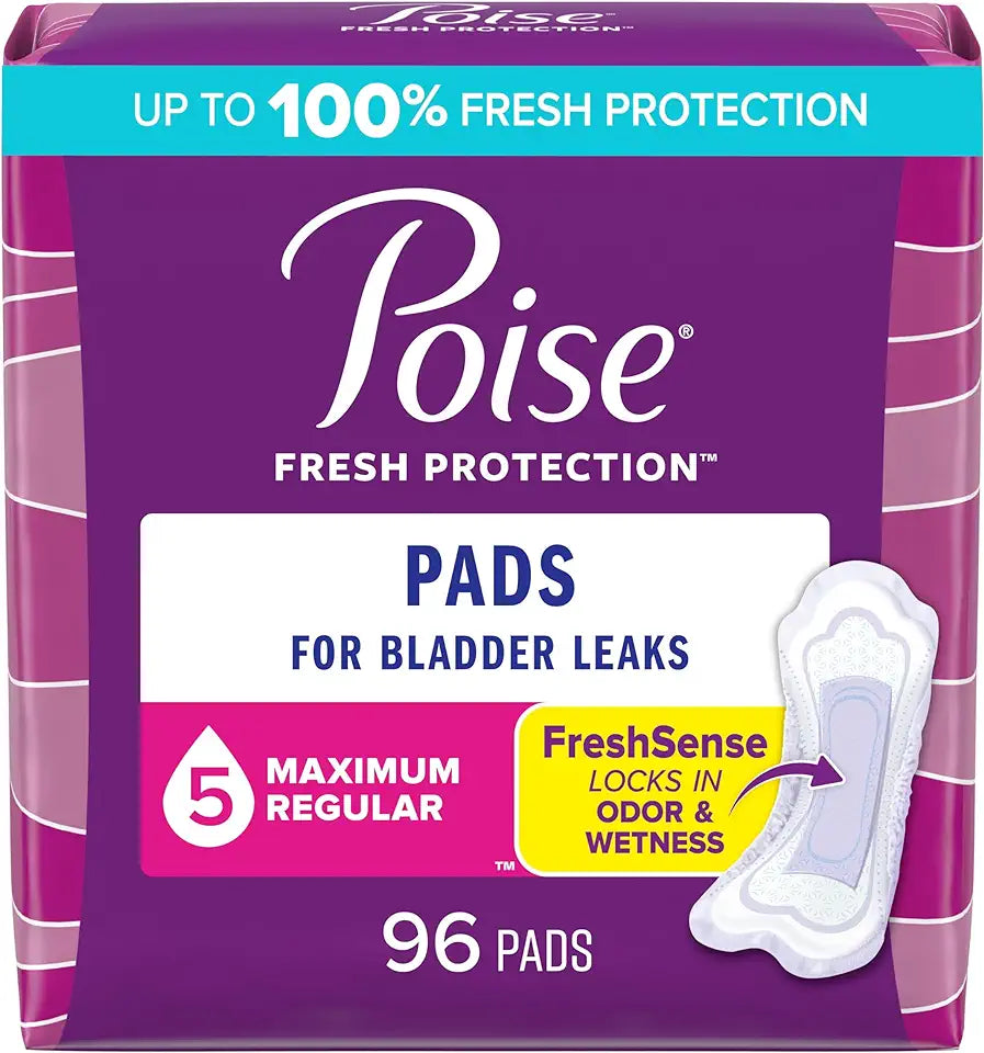 Incontinence Pads, 5 Drop Maximum Absorbency, Regular Length, 96 Count M715256