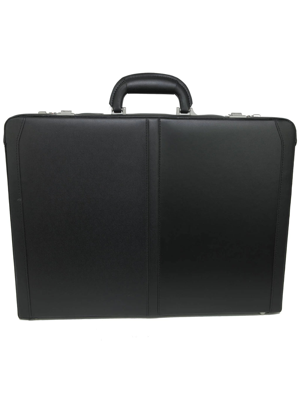 Expandable Leather Attache Briefcase Combination Locks Hard Case L3166